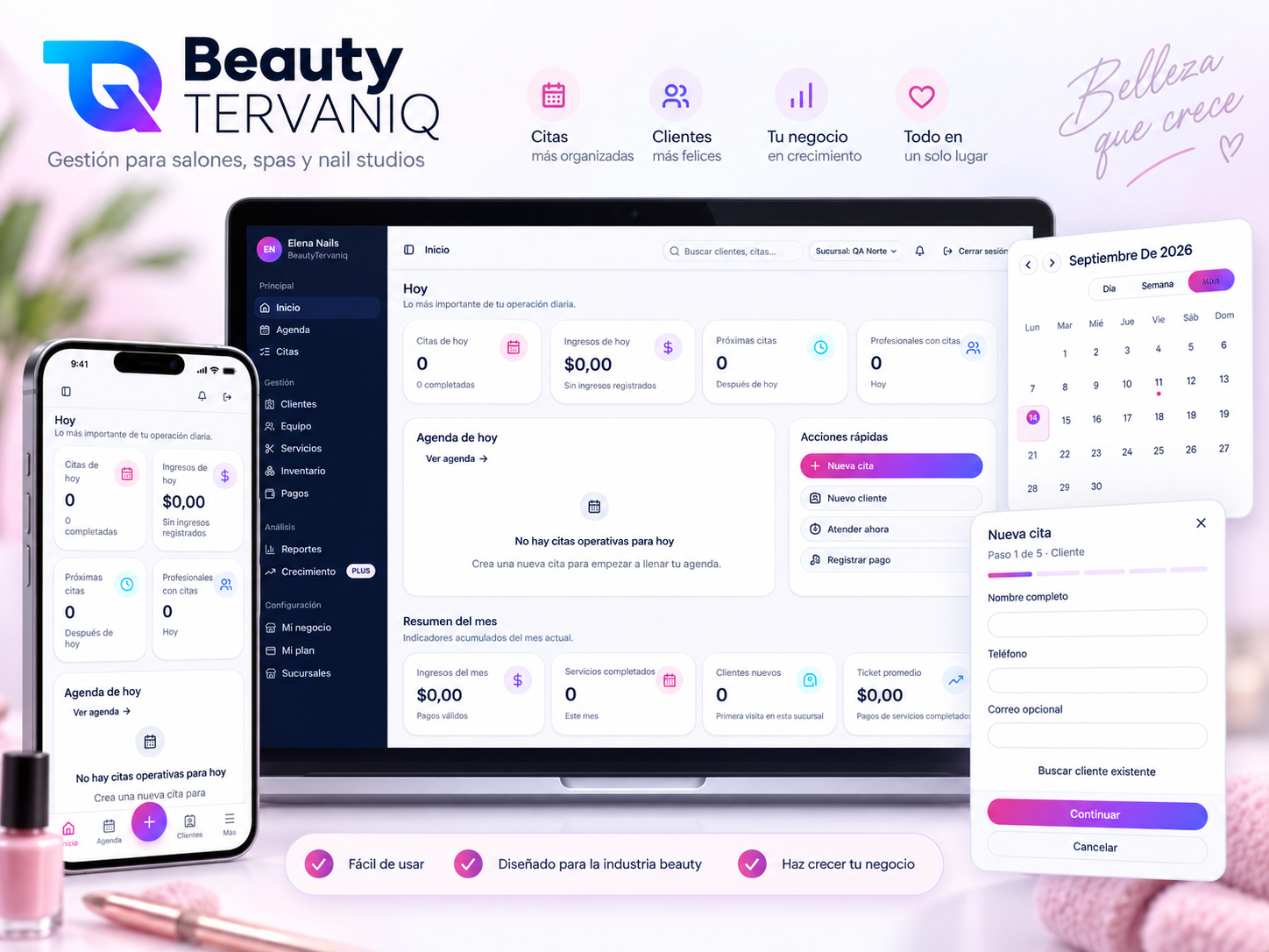 Beauty TERVANIQ plataforma para salones