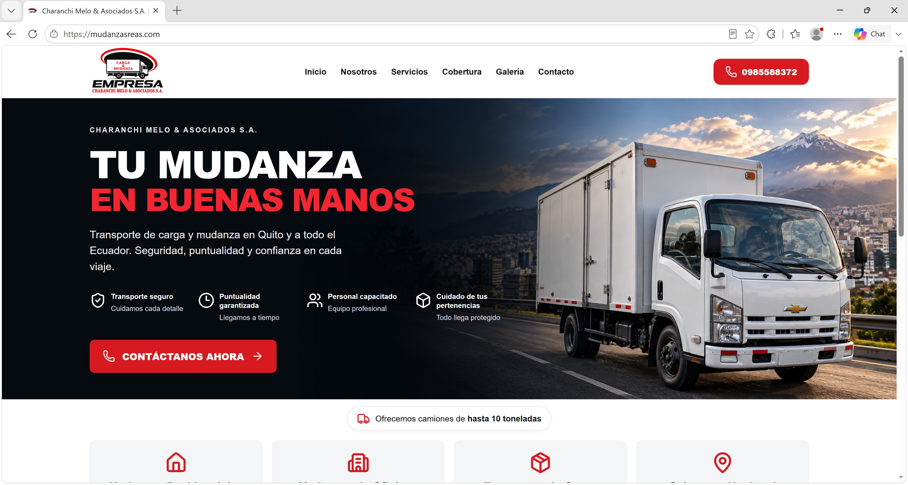 Vista de Mudanzas Reas, proyecto desarrollado por TERVANIQ